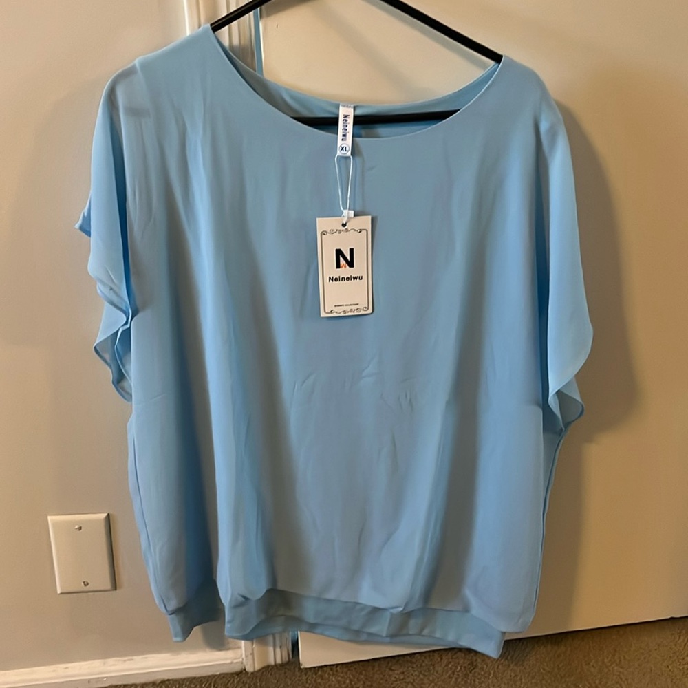 Blue chiffon blouse